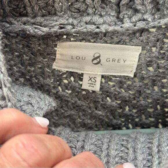 Lou and Grey A line crossover side mock neck chunky knit grey swing cardigan - Picture 5 of 8